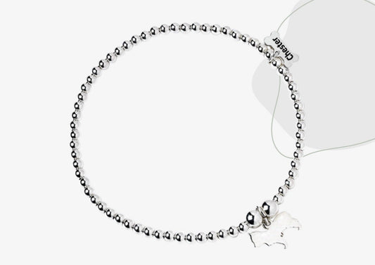 Yorkshire Terrier Silhouette Silver Ball Bead Bracelet - Personalised - MYLEE London