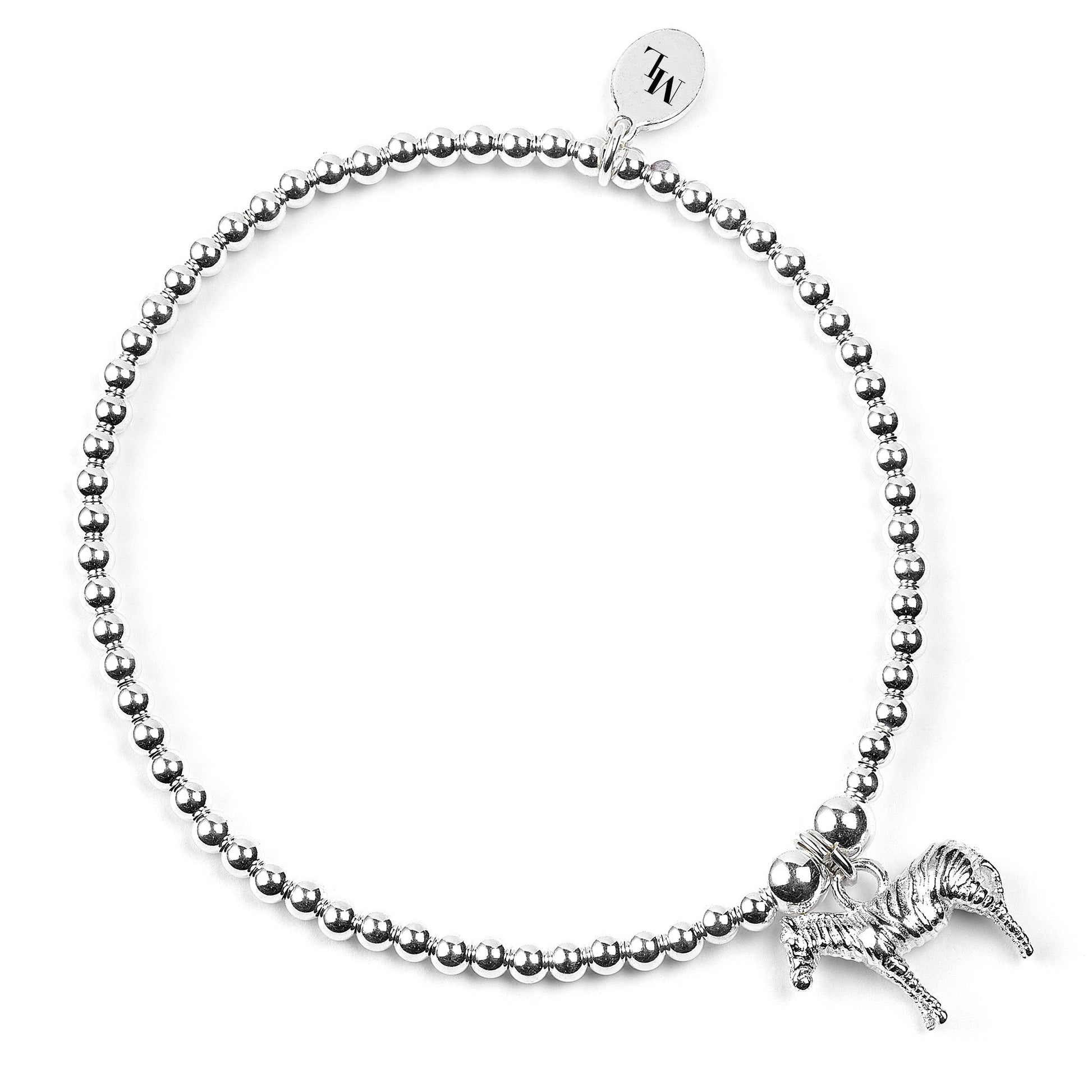 Zebra on Silver Ball Bead Bracelet - MYLEE London