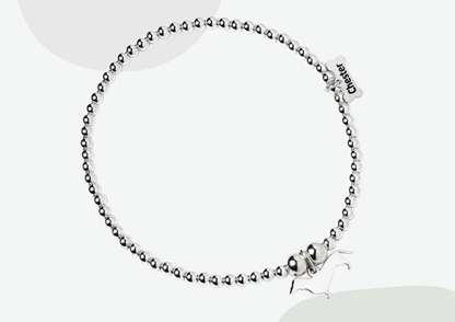2D Dachshund Silver Ball Bead Bracelet - MYLEE London