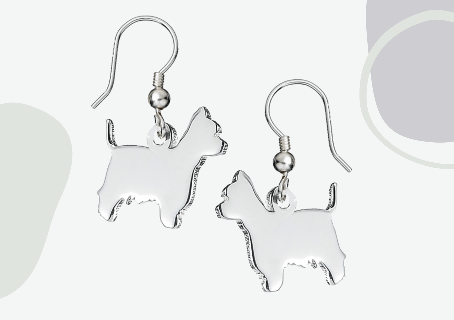 Westie 2D Silver Earrings