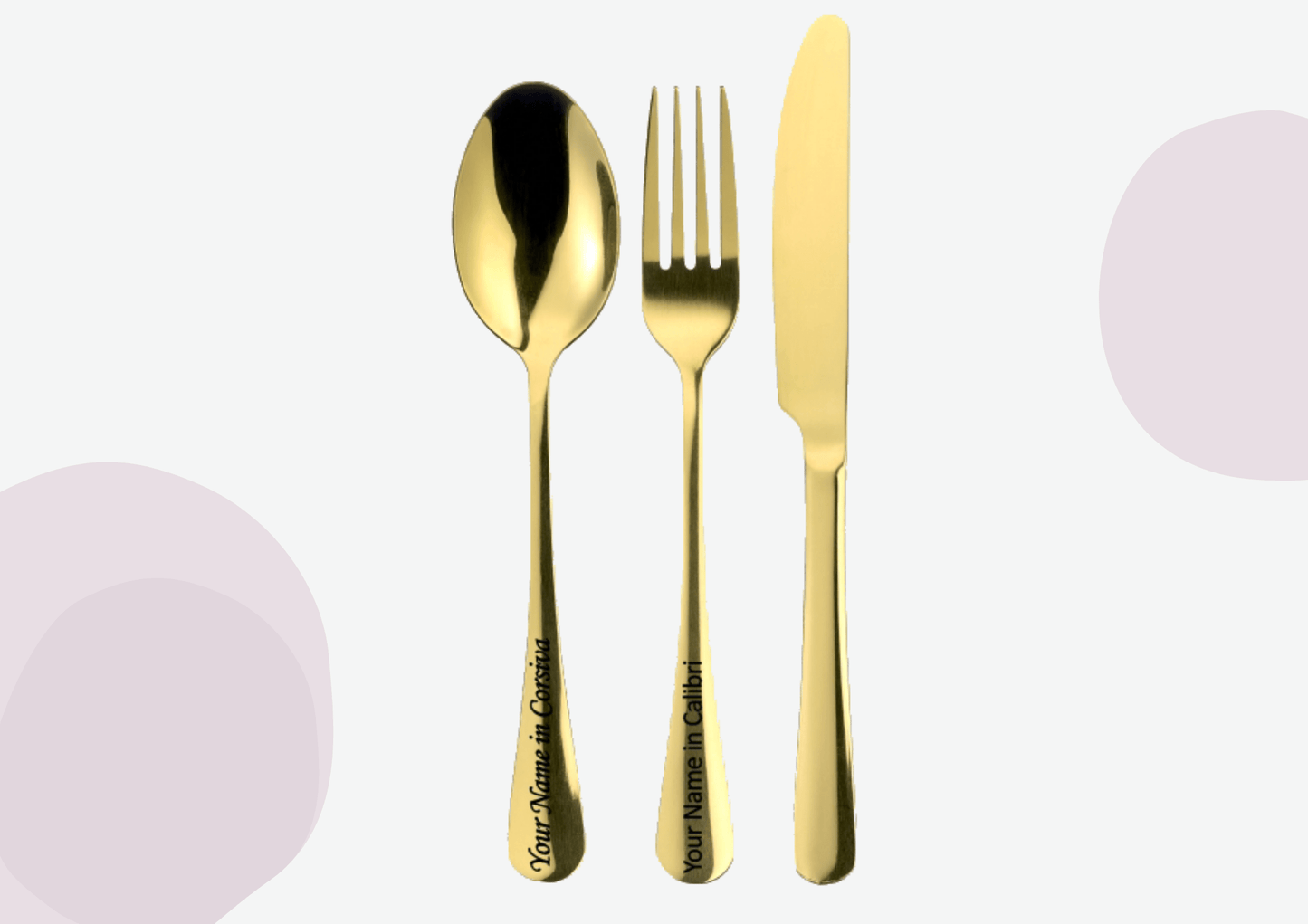 Gold 3-Piece Metal Cutlery Set