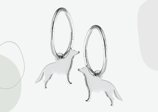 German Shepherd 2D Silver Earrings - MYLEE London