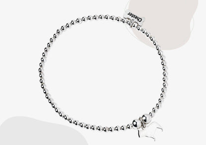 2D French Bulldog Silver Ball Bead Bracelet - MYLEE London