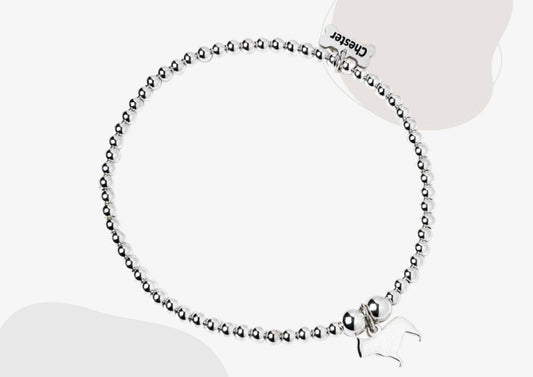 2D French Bulldog Silver Ball Bead Bracelet