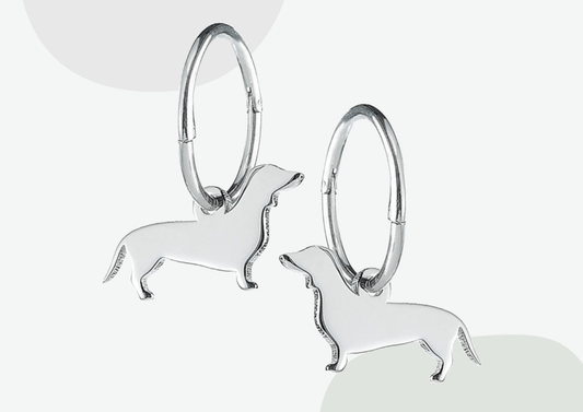 Dachshund 2D Silver Earrings - MYLEE London