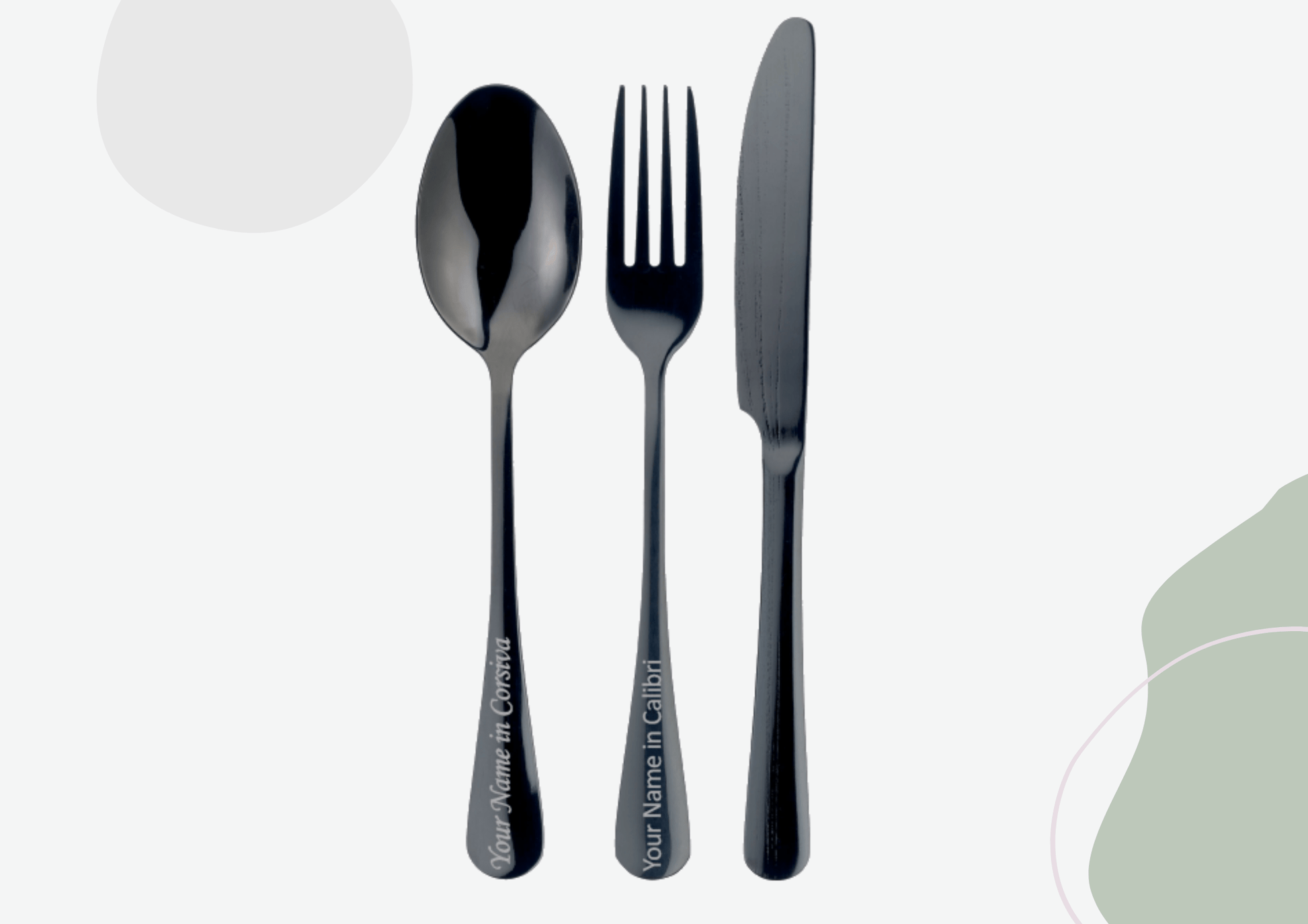 Black 3-Piece Metal Cutlery Set - MYLEE London