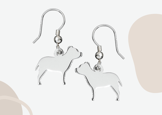 Staffordshire Bull Terrier 2D Silver Earrings