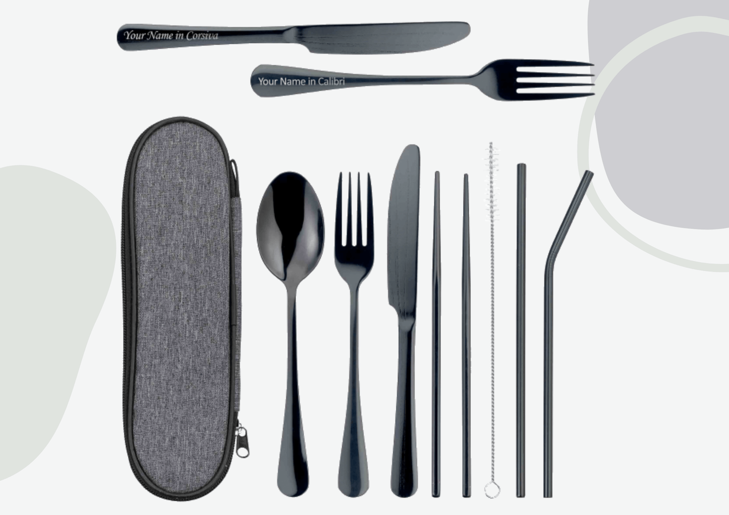 Black Travel Cutlery Set