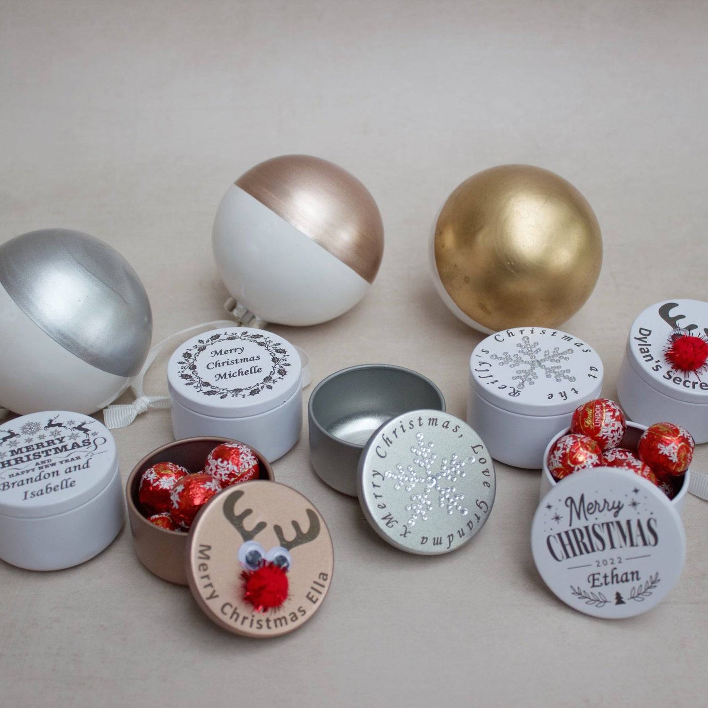 Christmas Personalised Metal Trinket Tins