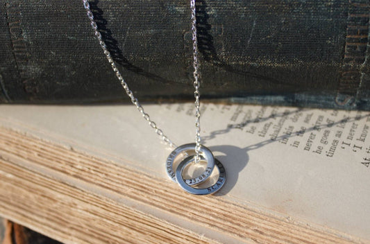 Personalised Two Ring Silver Necklace