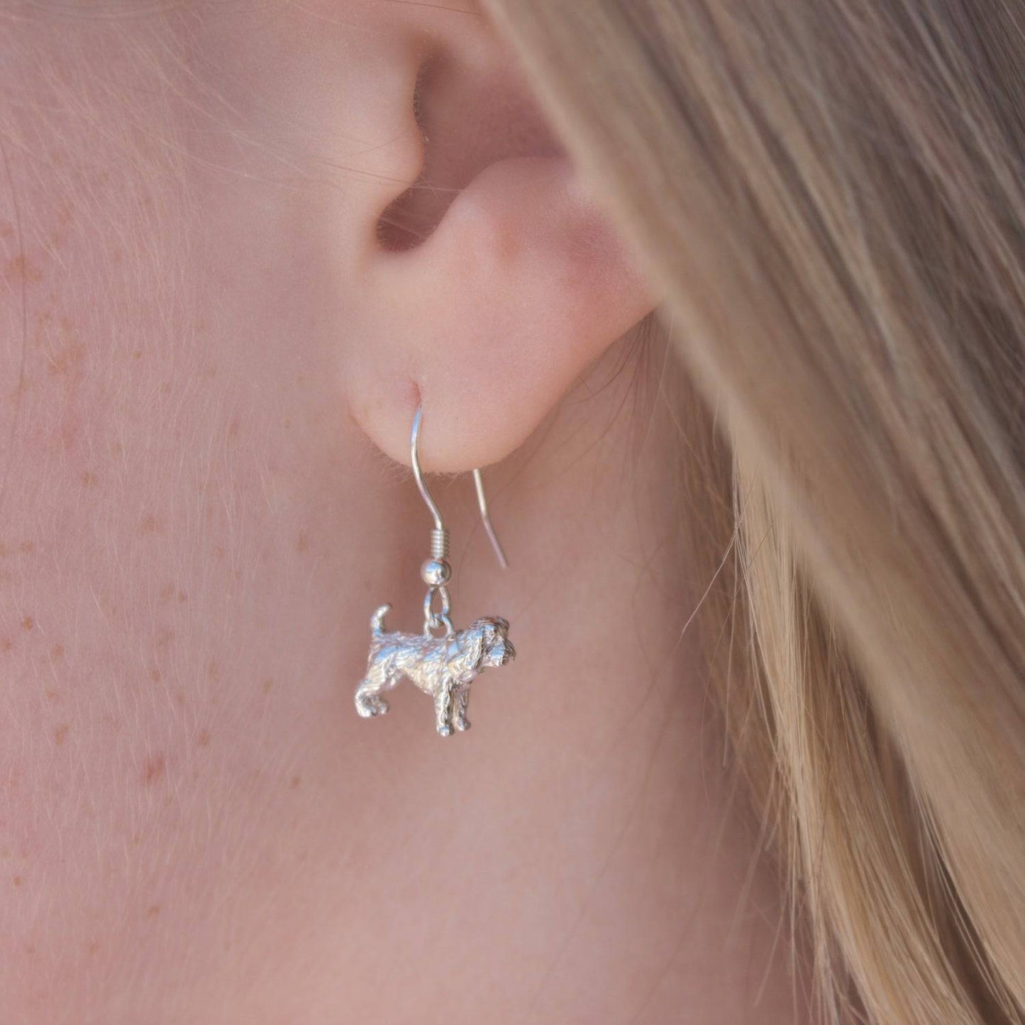 Cockapoo 3D Silver Earrings