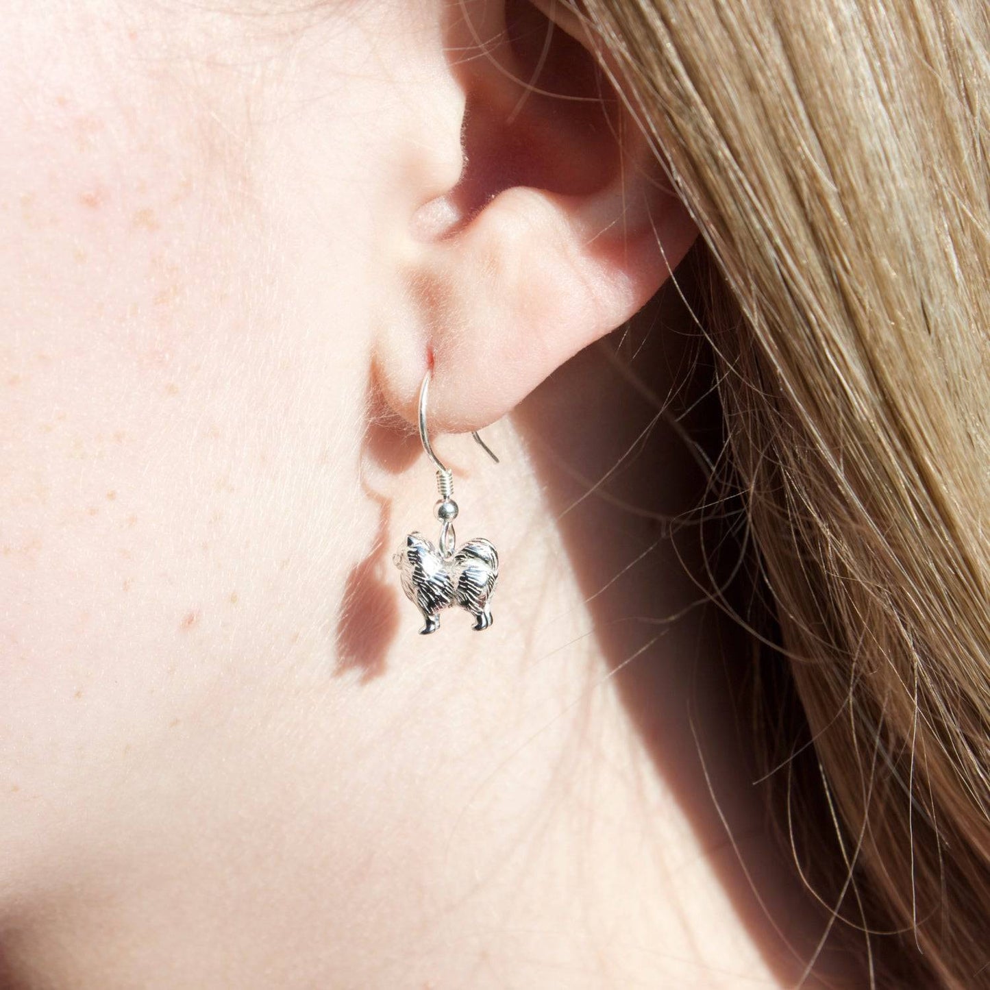 Pomeranian 3D Silver Earrings