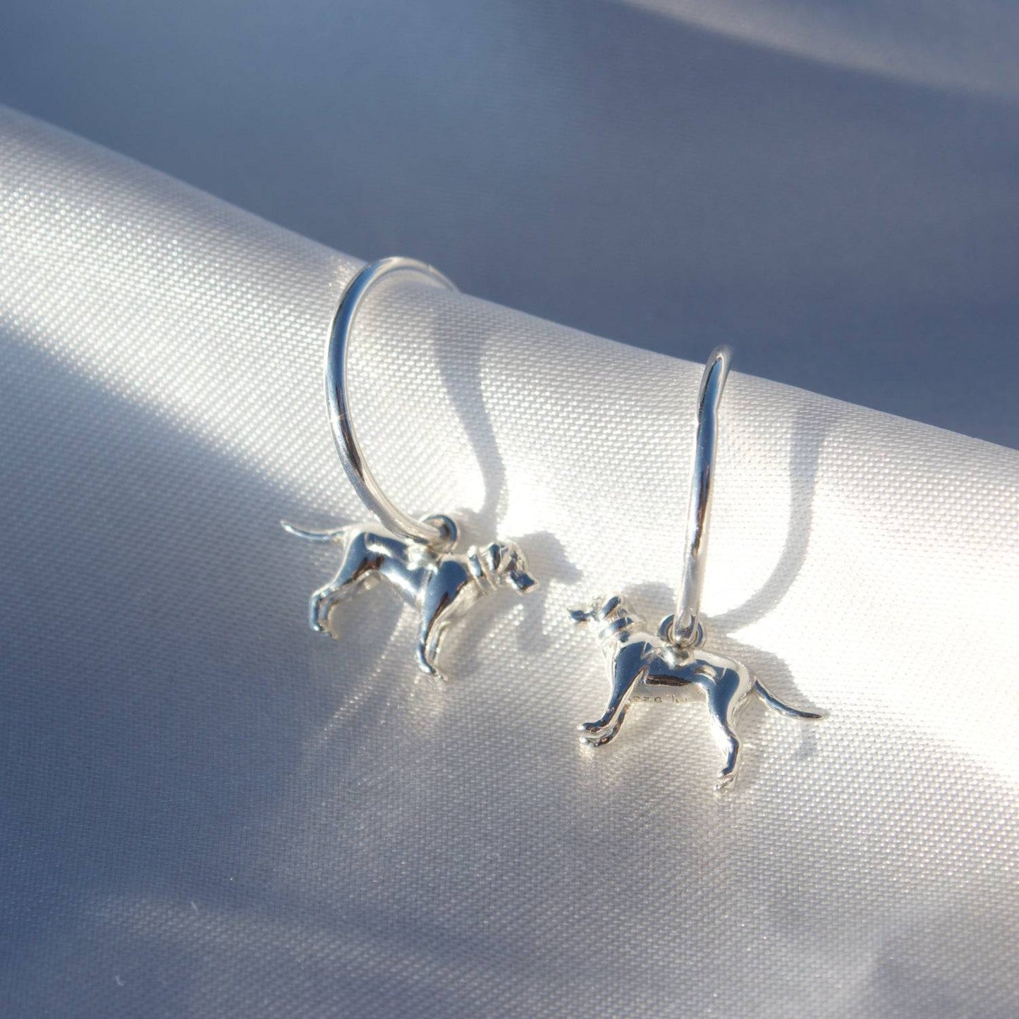 Labrador 3D Silver Earrings