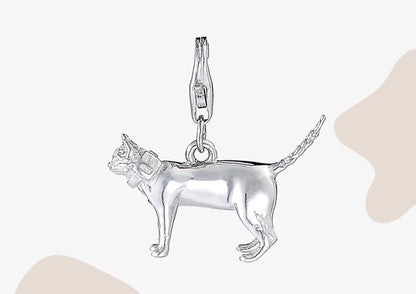 Short-Haired Cat Silver Charm - MYLEE London