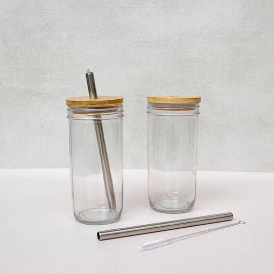 Glass Water Bottle With Free Personalised Metal Straw