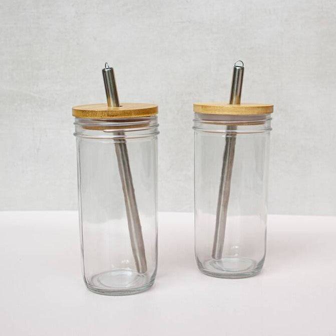 Glass Water Bottle With Free Personalised Metal Straw